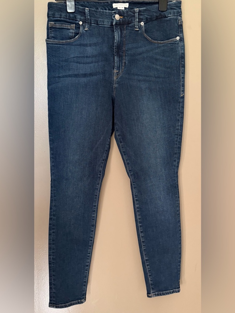 Good American Jeans Size 14/32 Skinny Denim Dark Wash